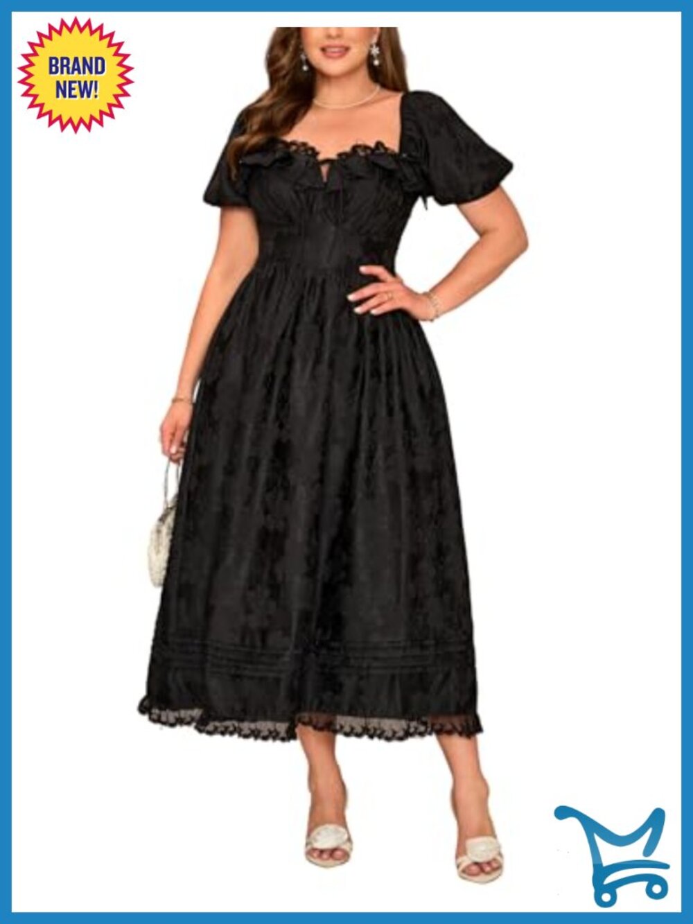 Plus Size Embossed Jacquard Formal Wedding Guest Dress Midi A-Line